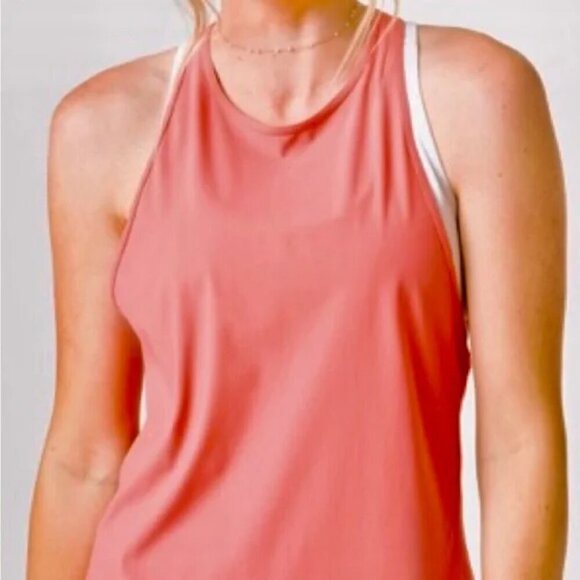 ZYIA Active Double Racer Tank- Coral Athletic Tank- Size Large - Picture 4 of 12